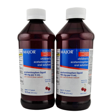 Acetaminophen (Children's) Liquid, 16 oz each (2 Pack) by Major