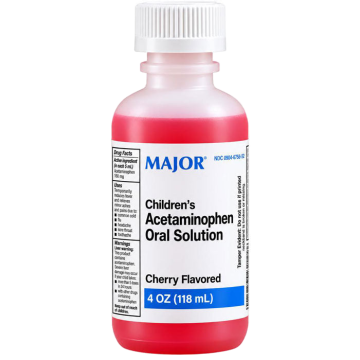 Acetaminophen Childrens Oral Solution, Cherry Flavor, 160 mg, 118mL