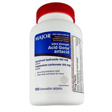 Acid Gone 100 Chewable Tablets by Major
