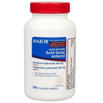 Acid Gone Extra Strength Antacid Chewable Tablets, Anti-Acid Relief, 100 Count