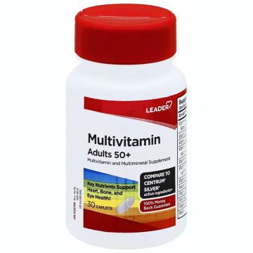 Adult 50+ Multivitamin and Multimineral Supplement for Seniors, Caplets 30 Count