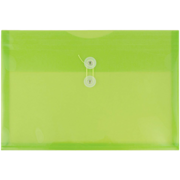 Legal Open End Plastic Envelopes (9 3/4 x 14 1/2) with Button & String - Lime Green