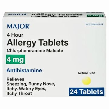 Allergy Tablets 4 Hour Relief, Antihistamine Chlorpheniramine Maleate 4 mg, 24 Count