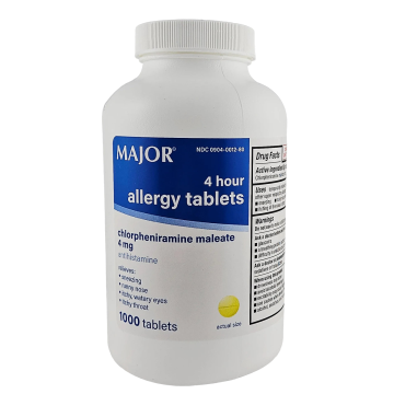 Allergy Tablets 4 mg, 1000 Tablets by Major
