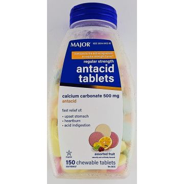 Antacid 500 mg 150 Chewable Tablets by Major (1 or 3 Pack) - 3 Pack