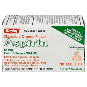 Aspirin 81 mg Chewable Tablets with Orange Flavor 36 Count