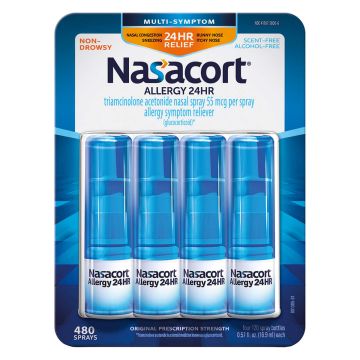 NASACORT Allergy Relief - Triamcinolone 55 mcg, 16.9 mL Nasal Spray (Pack of 4)