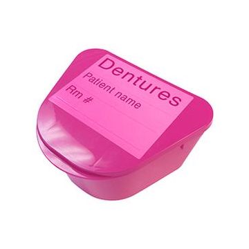 Denture Cup, with Hinged Lid, 4" x 3" Depth 2" - Green