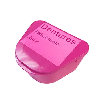 Denture Cup, with Hinged Lid, 4" x 3" Depth 2" - Green
