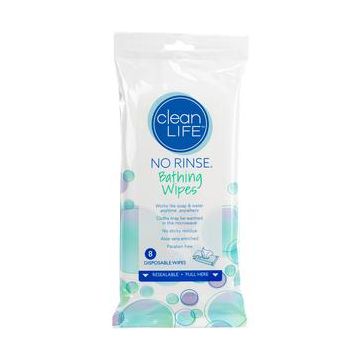 Cleanlife Products No-rinse Bathing Wipes, Alcohol-Free 8 x 8