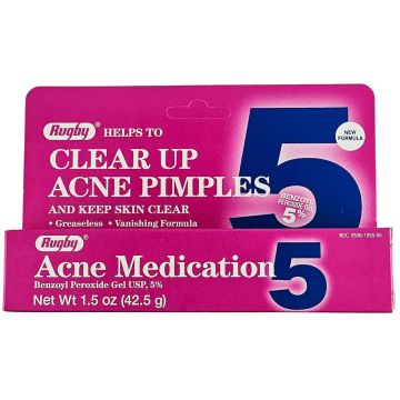 Benzoyl Peroxide Gel 5% (Acne Medication) 1.5 oz each (1, 3 or 6 Pack) by Rugby - 6 Pack
