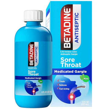 Betadine Sore Throat Oral Antiseptic Medicated Gargle Mouthwash, Mint Flavor