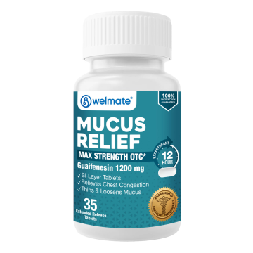 WELMATE Cough & Cold - Guaifenesin 1200mg , 35 Tablets (Generic Mucinex)