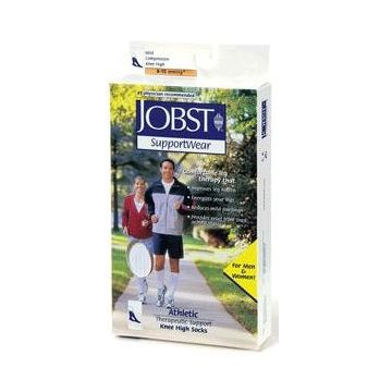 Athletic Men's Knee High Compression Socks Medium, White, Closed Toe - Pair