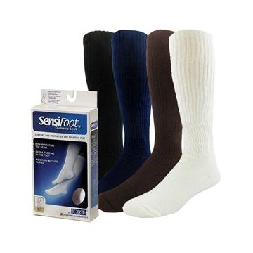 SensiFoot Diabetic Knee-High Mild Compression Socks by BSN Jobst - Pair - Small / White
