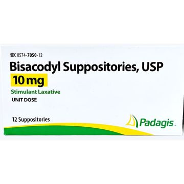 Bisacodyl 10 mg (Suppositories) 12 Count by Padagis