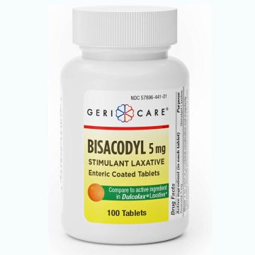 Bisacodyl 5 mg Stimulant Laxative EC Tablets, 100/Bottle