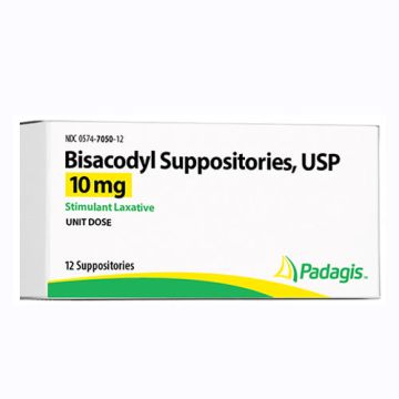 Bisacodyl Suppositories 10 mg Stimulant Laxative, 12 Count