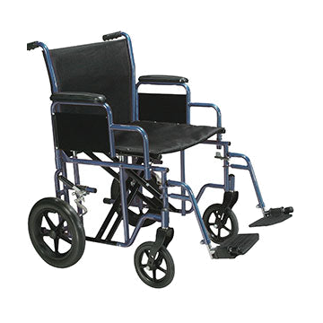 Bariatric Steel Transport Chair - 20 inch Seat, Blue