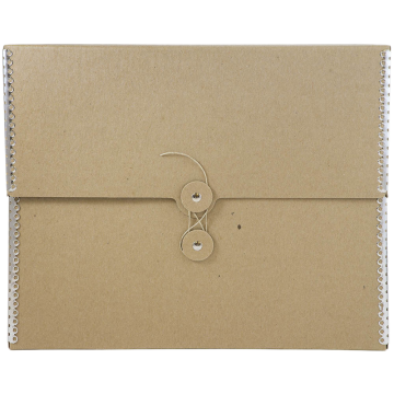 Medium 9 1/2 x 12 x 2 3/4 Portfolios with Metal Edge - Natural Brown Kraft