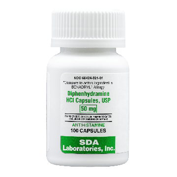 SDA LABS Allergy Relief - Diphenhydramine 50mg, 100 Capsules (Generic Benadryl)