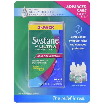 SYSTANE ULTRA Lubricant Eye Drops - Polyethene Glycol .4% & Propylene Glycol .3%, 10 mL (Pack of 3)