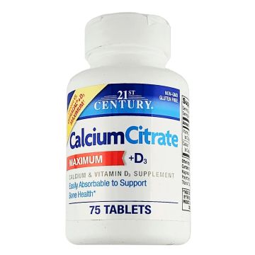 Calcium Citrate plus D3, 75 Tablets by 21st Century