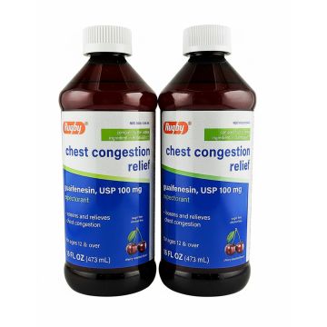 Chest Congestion Relief (Guaifenesin) 100 mg 16 fl oz each (2 Pack) by Rugby