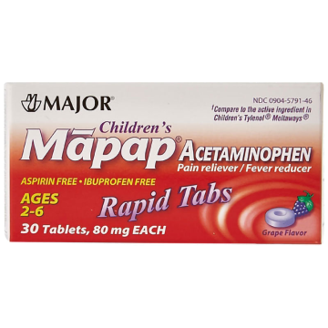 Children's Acetaminophen Rapid Dissolve Tablets 80 mg, Grape Flavor, 30 Count