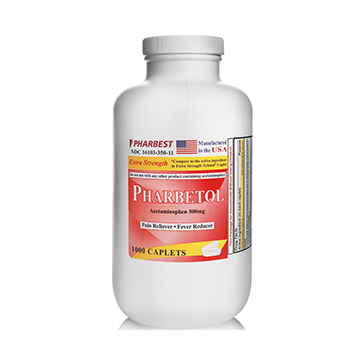 PHARBEST Pain Relief - Extra Strength Acetaminophen 500mg, 1000 Caplets (Generic Tylenol)