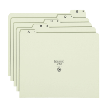 Heavyweight Filing Guides with Alphabetic Indexing - Gray/Green / Letter / 25