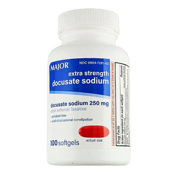 Docusate Sodium 250 mg, 100 Softgels by Major (1 or 3 Pack) - 1 Pack