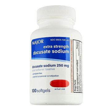 Docusate Sodium 250 mg, 100 Softgels by Major (1 or 3 Pack) - 3 Pack