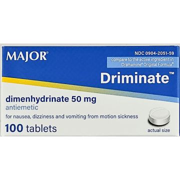 Driminate 50 mg (Antiemetic) 100 Tablets by Major