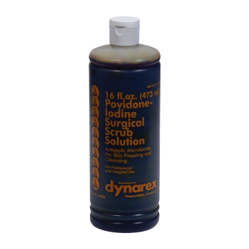 Dynarex 7.5% Povidone-Iodine Scrub Solution, 16 oz Screw Cap Bottle