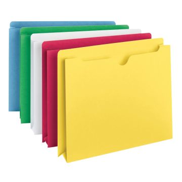 Colored File Jackets, Reinforced Straight-Cut Tab, 2 inch Expansion - Assorted Colors / Letter / 50