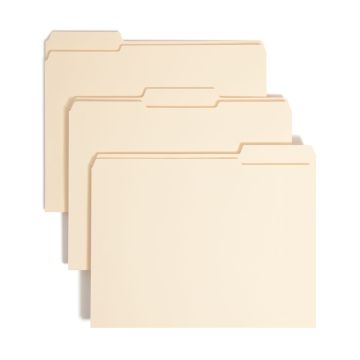 Reinforced Tab Fastener File Folders, 1 1/2 inch Expansion, 1/3-Cut Tab - Manila / Letter / 50
