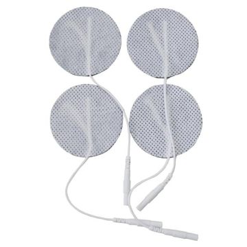 Round White Cloth Electrode Pads, 3.0" by Roscoe Medical - Package of 4