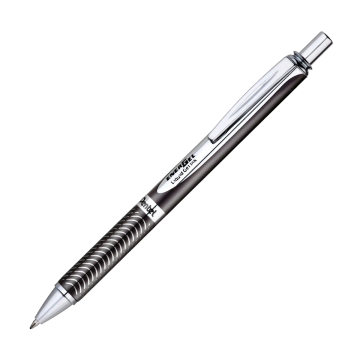 Pentel EnerGel Alloy Retractable Liquid Gel Pen, (0.7mm) Metal Tip, Medium, Assorted Barrels, Black Ink - Silver