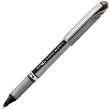 Pentel EnerGel NV Liquid Gel Pen, 0.7mm Metal Tip, Medium Line, Capped - Black