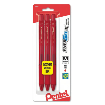 EnerGel-X Liquid Gel Pen Medium Line, Metal Tip, 3 pack - Black