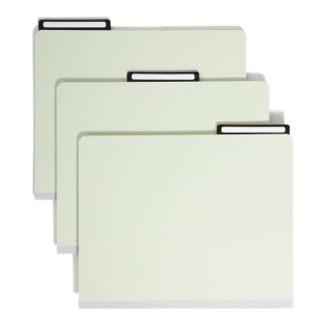 Pressboard File Folder, 1/3-Cut Tab Flat Metal, 1 inch Expansion - Gray/Green / Letter / 25