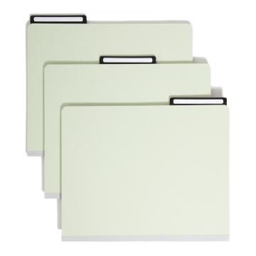 Pressboard File Folder, 1/3-Cut Tab Flat Metal, 1 inch Expansion - Gray/Green / Letter / 25