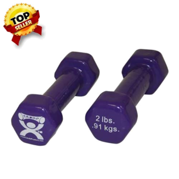 Fabrication Enterprises Cast Iron And Vinyl-Coated Dumbbell, 2 Lb