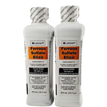 Ferrous Sulfate Elixir, 220 mg 16 fl oz Each (2 Pack) by Lannett