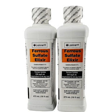 Ferrous Sulfate Elixir, 220 mg 16 fl oz Each (2 Pack) by Lannett