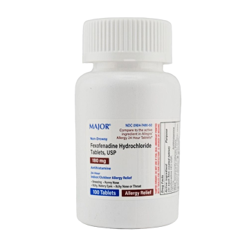Fexofenadine Hydrochloride 180 mg 100 Tablets by Major