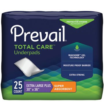 Disposable Underpad Prevail Total Care Polymer Heavy Absorbency - 23 x 36 Case of 72