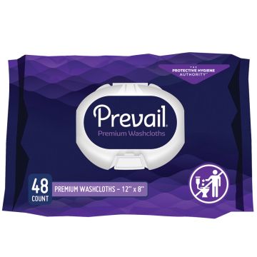 Prevail Premium Quilted Disposable Washcloths - Soft Pak. / 48 Count / 8 X 12 Inch