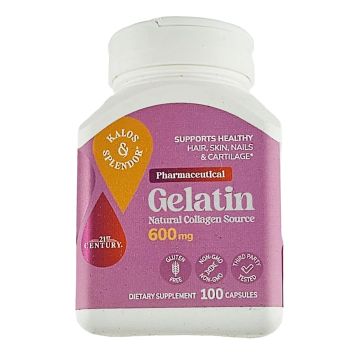 Gelatin 600 mg 100 Capsules by 21st Century